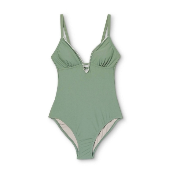 Kona Sol Women's Blanket Stitch High Leg Medium Coverage One Piece Swimsuit  - Picture 1 of 5